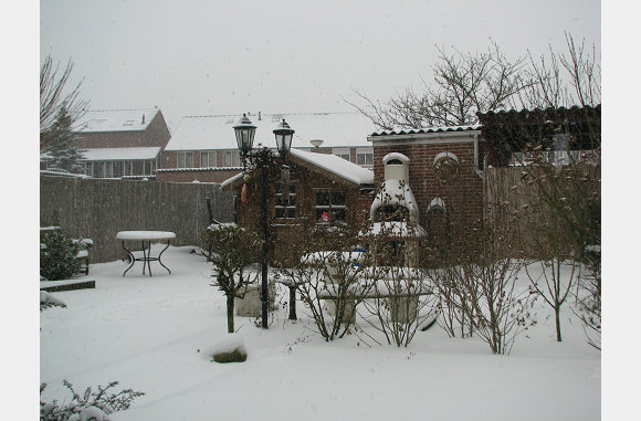 De achtertuin was ook goed bedekt